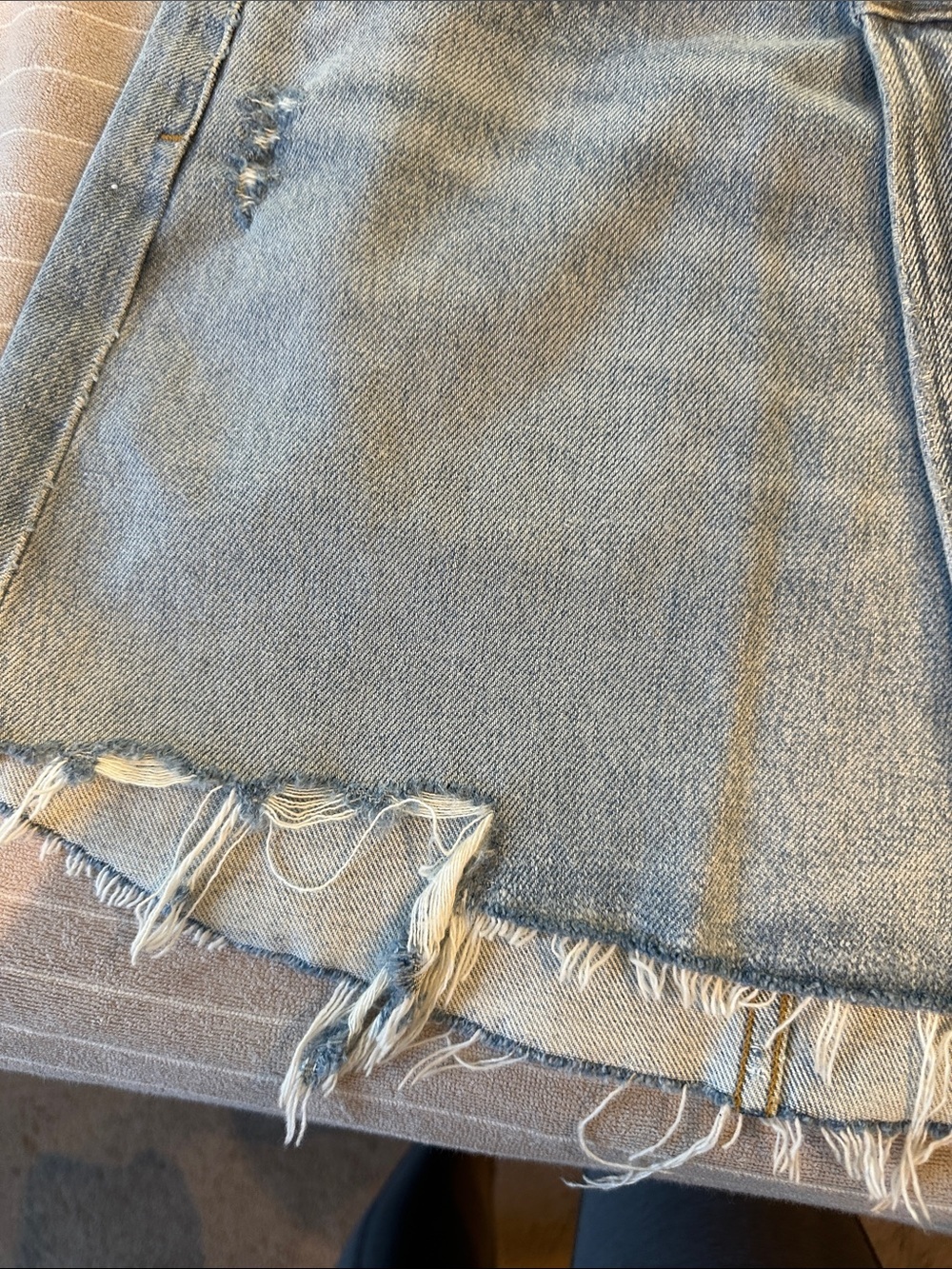 Agolde Light Blue Distressed Denim Wrap Mini Skirt - Picture 4 of 4